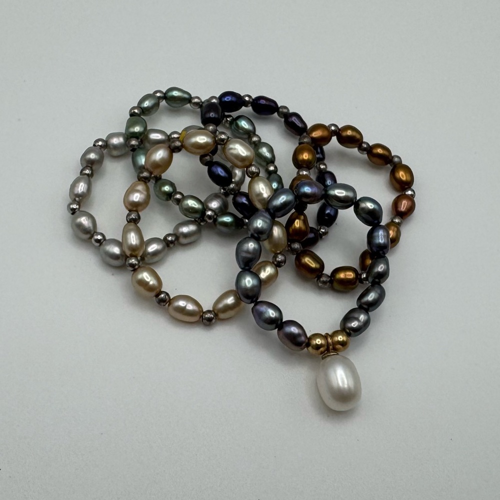 Honora Multi-Color Pearl Stretch Ring Set of 6